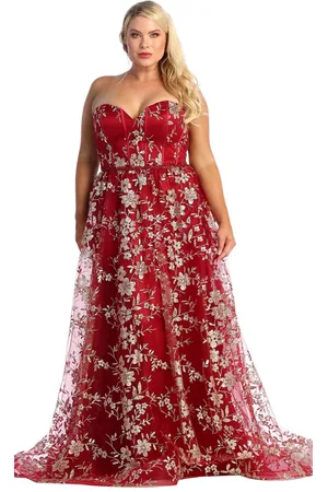May Queen MQ1920 - Sweetheart Floral A-Line Prom Gown