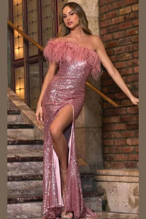 Sherri Hill 55094 - Feathered One-Sleeve Evening Dress