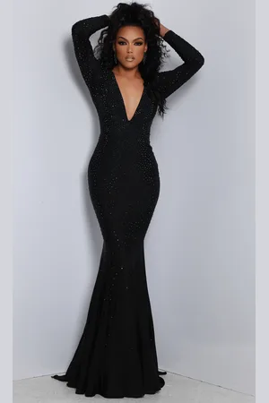 Johnathan Kayne 2664 - Long Sleeve Front Zipper Evening Gown