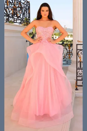 Clarisse 810789 - Floral Lace Ruffled Prom Gown