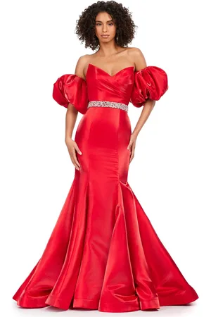 Ashley Lauren 11419 - Strapless Evening Gown With Puff Sleeve