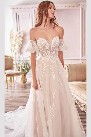 Andrea and Leo A1014C - Off-Shoulder Leaf Motif Bridal Gown