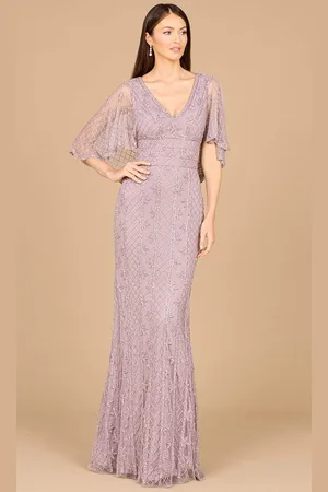 Lara Dresses 29023 - Cape Sleeve Sheath Evening Gown