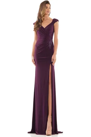 Rina Di Montella RD2824 - Cap sleeve Faux Wrap Formal Gown