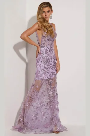Jasz Couture 7440 - V-Neck Lace Prom Gown
