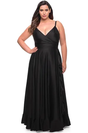 La Femme 29740 - Ruffled Slit Evening Dress
