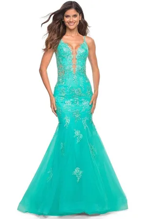 La Femme 30675 Embroidered Floral Trumpet Gown