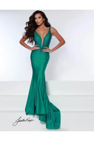 Johnathan Kayne 2305 V-Neck Trumpet Evening Dress