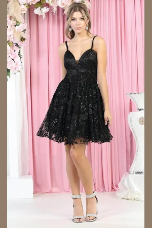 May Queen MQ1965 - Sequined A-Line Cocktail Dress