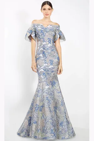 Janique 3941 - Flutter Sleeve Trumpet Evening Gown