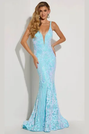 Jasz Couture 7432 - Deep V-Neck Sleeveless Dress