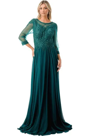 Aspeed Design M2723J - Beaded Lace Illusion Evening Gown