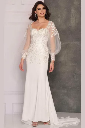 Dave & Johnny Bridal A10492 - Sheer Bishop Sleeved Bridal Gown