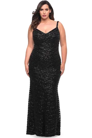 La Femme 29622 - V-Striped Evening Dress