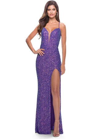 La Femme 31430 - Sequin Plunging V-Neck Evening Gown