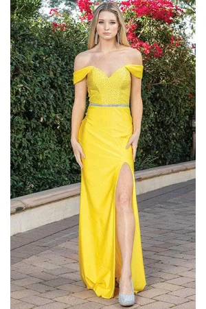 Dancing Queen 4292 - Off- Shoulder High Slit Long Dress