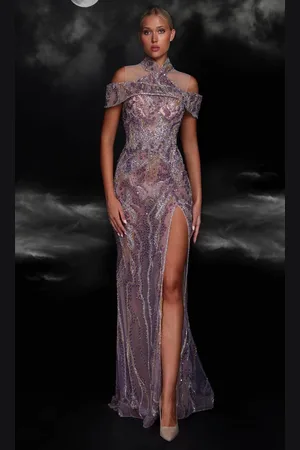 MNM Couture K4103 - Beaded Cold Shoulder Evening Gown