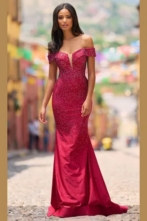 Sherri Hill 55338 - Beaded Off Shoulder Prom Dress