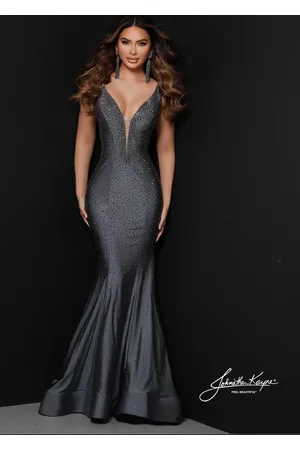 Johnathan Kayne 2305 V-Neck Trumpet Evening Dress
