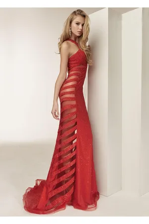 Jasz Couture 6300 Sheer Side Paneled Fitted Evening Dress