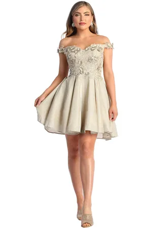 May Queen MQ1906 - Floral Appliqued Sweetheart Cocktail Dress