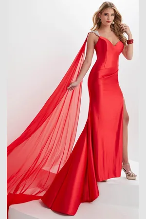 Panoply 14122 - Chiffon Cascade Evening Gown with Slit