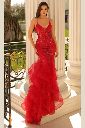 Clarisse 810861 - Sleeveless Beaded Ruffle Prom Gown