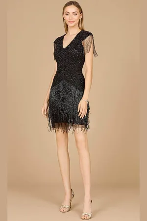 Lara Dresses 29123 - Beaded Fringe Cocktail Dress