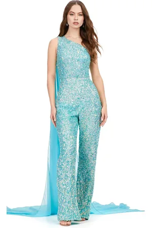 Ashley Lauren 11384 - One Sleeve Beaded Jumpsuit