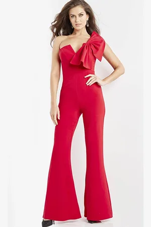 JOVANI 09525 - V-Neck Single Strap Jumpsuit