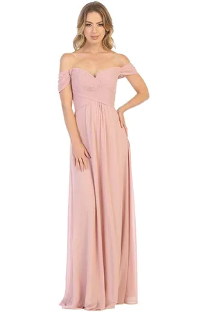 May Queen MQ1711B Off Shoulder Chiffon A-Line Dress