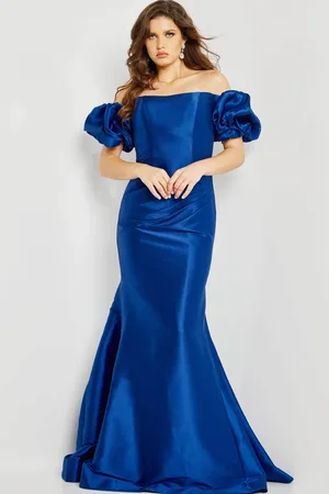 JOVANI 08361 - Bubble Sleeve Off Shoulder Evening Dress
