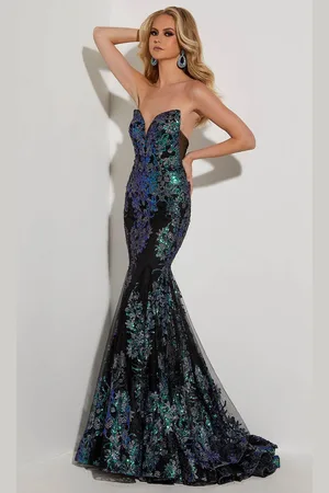 Jasz Couture 7403 - Floral Strapless Dress