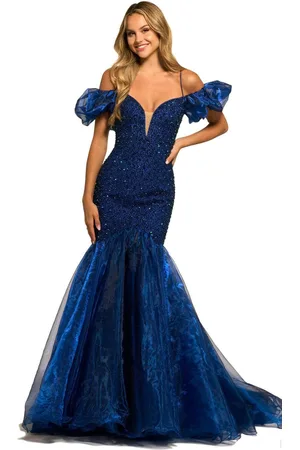 Sherri Hill 55422 - Off Shoulder Beaded Prom Gown