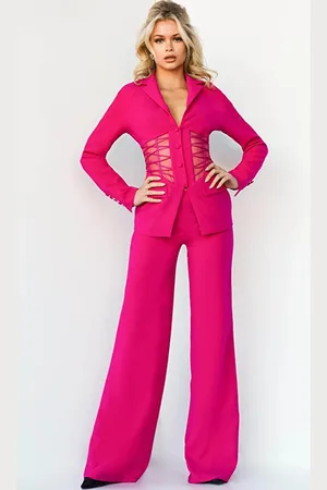 JOVANI 07227 - Two Piece Sheer Waist Jumpsuit