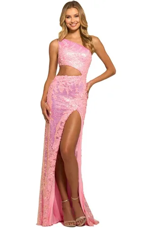 Sherri Hill 55517 - Asymmetric Sequin Prom Gown With Slit