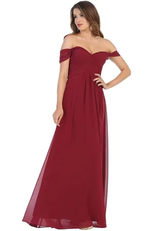 May Queen MQ1711B Off Shoulder Chiffon A-Line Dress