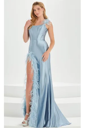 Tiffany & Co. By Christina Wu 16027 - Feathered Slit Prom Gown