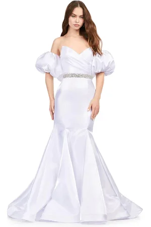 Ashley Lauren 11419 - Strapless Evening Gown With Puff Sleeve