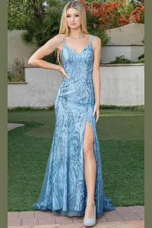Dancing Queen 4302 - Seamed Strappy Back Long Dress