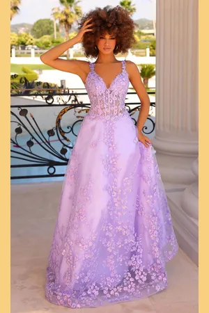 Clarisse 810974 - Floral Sequin A-Line Prom Gown