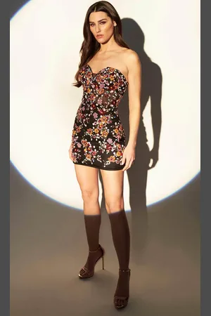 FAVIANA S10927 - Floral Print Off Shoulder Dress