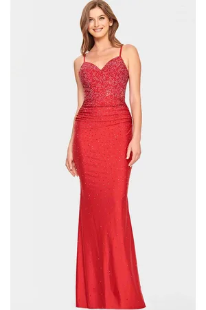 FAVIANA S10800 - V-Neck Sheer Back Evening Gown