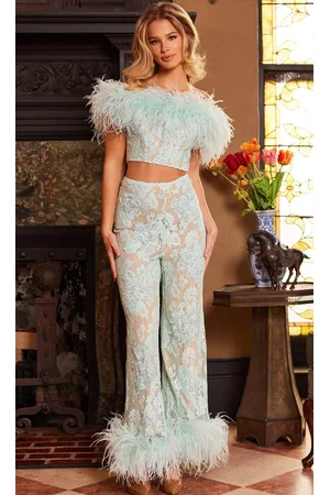 JOVANI 22350 - Two Piece Off-Shoulder Pant Suit