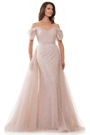 Rina Di Montella RD2942 - Sequin Off-Shoulder Evening Dress