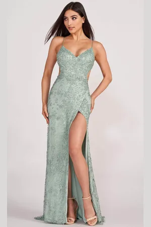 Ellie Wilde EW34046 - Exposed Back Glittered Slit Gown