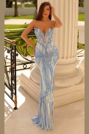 Clarisse 810755 - Sequined Plunging V-Neck Prom Gown