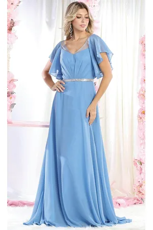 May Queen MQ1972 - Bell Sleeves V Neck A Line Dress