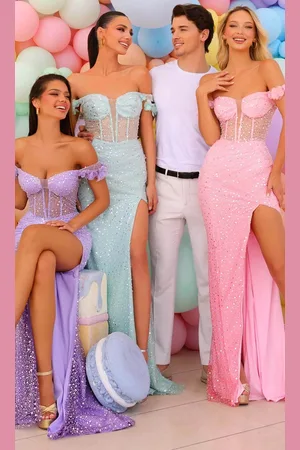 Clarisse 810752 - Embellished Off Shoulder Prom Gown