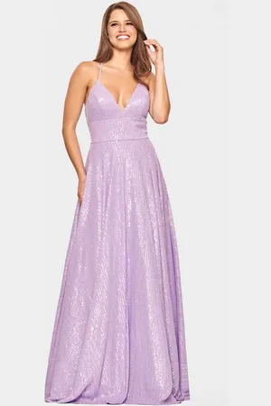 FAVIANA S10831 - V-Neck Strappy Open Back Prom Gown